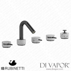 IB Rubinetti MR396CF_1 Marmo + Marmo L Five Holes Deck Mounted Bath Filler with Shower Kit - White Marble Spare Parts
