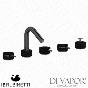 IB Rubinetti MR396CF_2 Marmo + Marmo L Five Holes Deck Mounted Bath Filler with Shower Kit - Black Marble Spare Parts
