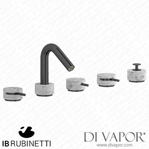 IB Rubinetti MR396CS_1 Marmo + Marmo L Five Holes Deck Mounted Bath Filler with Shower Kit - White Marble Spare Parts