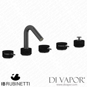 IB Rubinetti MR396CS_2 Marmo + Marmo L Five Holes Deck Mounted Bath Filler with Shower Kit - Black Marble Spare Parts
