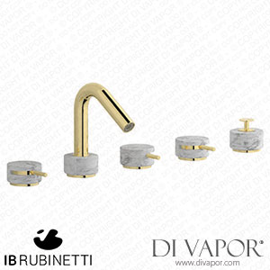 IB Rubinetti MR396II_1 Marmo + Marmo L Five Holes Deck Mounted Bath Filler with Shower Kit - White Marble Spare Parts