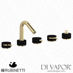 IB Rubinetti MR396II_2 Marmo + Marmo L Five Holes Deck Mounted Bath Filler with Shower Kit - Black Marble Spare Parts