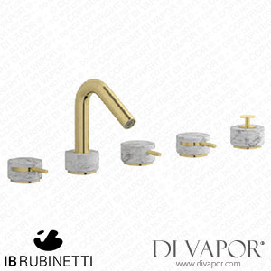 IB Rubinetti MR396IS_1 Marmo + Marmo L Five Holes Deck Mounted Bath Filler with Shower Kit - White Marble Spare Parts