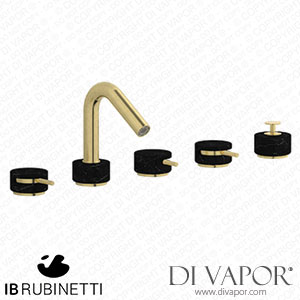 IB Rubinetti MR396IS_2 Marmo + Marmo L Five Holes Deck Mounted Bath Filler with Shower Kit - Black Marble Spare Parts