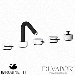 IB Rubinetti MR396NP_1 Marmo + Marmo L Five Holes Deck Mounted Bath Filler with Shower Kit - White Marble Spare Parts
