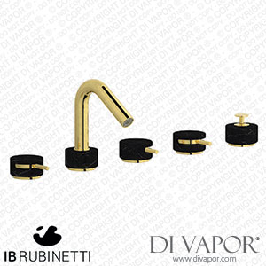 IB Rubinetti MR396OO_2 Marmo + Marmo L Five Holes Deck Mounted Bath Filler with Shower Kit - Black Marble Spare Parts