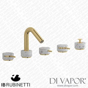 IB Rubinetti MR396OS_1 Marmo + Marmo L Five Holes Deck Mounted Bath Filler with Shower Kit - White Marble Spare Parts