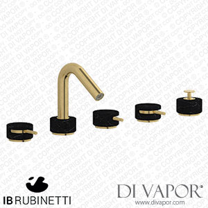IB Rubinetti MR396OS_2 Marmo + Marmo L Five Holes Deck Mounted Bath Filler with Shower Kit - Black Marble Spare Parts