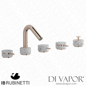 IB Rubinetti MR396RS_1 Marmo + Marmo L Five Holes Deck Mounted Bath Filler with Shower Kit - White Marble Spare Parts