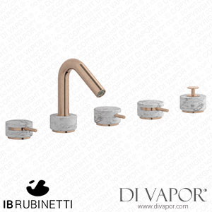 IB Rubinetti MR396SR_1 Marmo + Marmo L Five Holes Deck Mounted Bath Filler with Shower Kit - White Marble Spare Parts