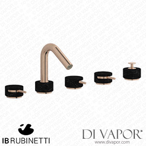 IB Rubinetti MR396SR_2 Marmo + Marmo L Five Holes Deck Mounted Bath Filler with Shower Kit - Black Marble Spare Parts