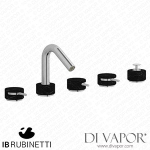 IB Rubinetti MR396SS_2 Marmo + Marmo L Five Holes Deck Mounted Bath Filler with Shower Kit - Black Marble Spare Parts