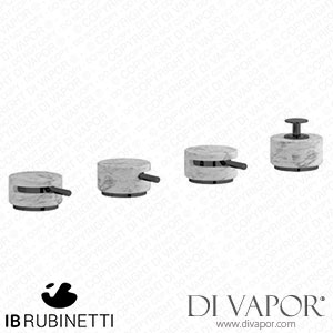 IB Rubinetti MR397CF_1 Marmo + Marmo L Four Holes Bath Filler with Overflow Outlet Connection Diverter and Shower Kit - White Marble Spare Parts