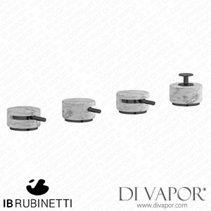 IB Rubinetti MR397CS_1 Marmo + Marmo L Four Holes Bath Filler with Overflow Outlet Connection Diverter and Shower Kit - White Marble Spare Parts