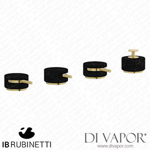IB Rubinetti MR397IS_2 Marmo + Marmo L Four Holes Bath Filler with Overflow Outlet Connection Diverter and Shower Kit - Black Marble Spare Parts