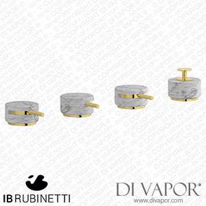 IB Rubinetti MR397OO_1 Marmo + Marmo L Four Holes Bath Filler with Overflow Outlet Connection Diverter and Shower Kit - White Marble Spare Parts