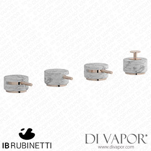 IB Rubinetti MR397RS_1 Marmo + Marmo L Four Holes Bath Filler with Overflow Outlet Connection Diverter and Shower Kit - White Marble Spare Parts