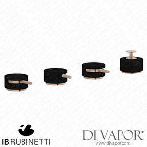 IB Rubinetti MR397SR_2 Marmo + Marmo L Four Holes Bath Filler with Overflow Outlet Connection Diverter and Shower Kit - Black Marble Spare Parts