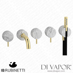 IB Rubinetti MR398II_1 Marmo + Marmo L Five Holes Wall Mounted Bath Filler with Shower Kit - White Marble Spare Parts