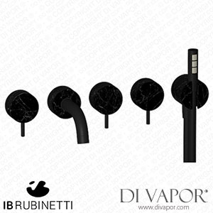 IB Rubinetti MR398NP_2 Marmo + Marmo L Five Holes Wall Mounted Bath Filler with Shower Kit - Black Marble Spare Parts