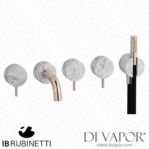 IB Rubinetti MR398RS_1 Marmo + Marmo L Five Holes Wall Mounted Bath Filler with Shower Kit - White Marble Spare Parts