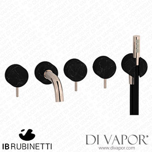 IB Rubinetti MR398RS_2 Marmo + Marmo L Five Holes Wall Mounted Bath Filler with Shower Kit - Black Marble Spare Parts