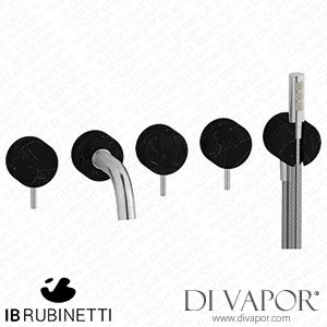 IB Rubinetti MR398SS_2 Marmo + Marmo L Five Holes Wall Mounted Bath Filler with Shower Kit - Black Marble Spare Parts