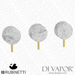 IB Rubinetti MR410OO_1 Marmo + Marmo L Three Holes Wall Mounted Shower with Two Ways Diverter - White Marble Spare Parts