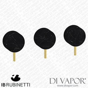 IB Rubinetti MR410OO_2 Marmo + Marmo L Three Holes Wall Mounted Shower with Two Ways Diverter - Black Marble Spare Parts