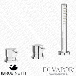IB Rubinetti MT397CC Milanotorino Three Holes Bath Filler with Overflow Outlet Connection Diverter and Shower Kit Spare Parts