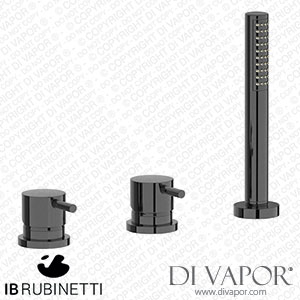 IB Rubinetti MT397CF Milanotorino Three Holes Bath Filler with Overflow Outlet Connection Diverter and Shower Kit Spare Parts