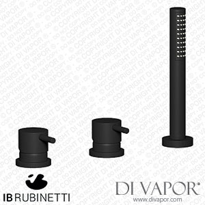 IB Rubinetti MT397NP Milanotorino Three Holes Bath Filler with Overflow Outlet Connection Diverter and Shower Kit Spare Parts