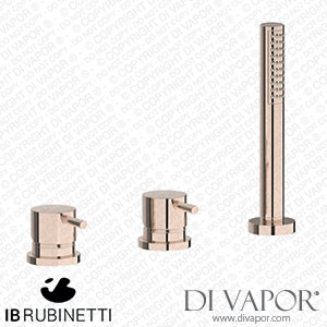 IB Rubinetti MT397RS Milanotorino Three Holes Bath Filler with Overflow Outlet Connection Diverter and Shower Kit Spare Parts