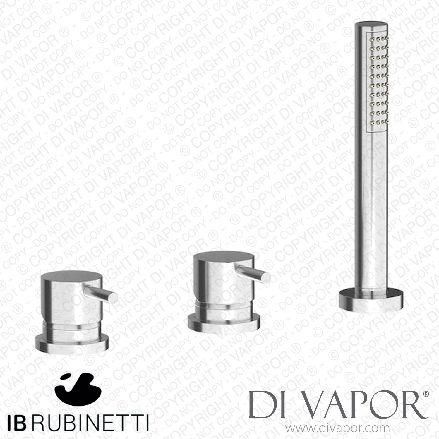 IB Rubinetti MT397SS Milanotorino Three Holes Bath Filler with Overflow Outlet Connection Diverter and Shower Kit Spare Parts