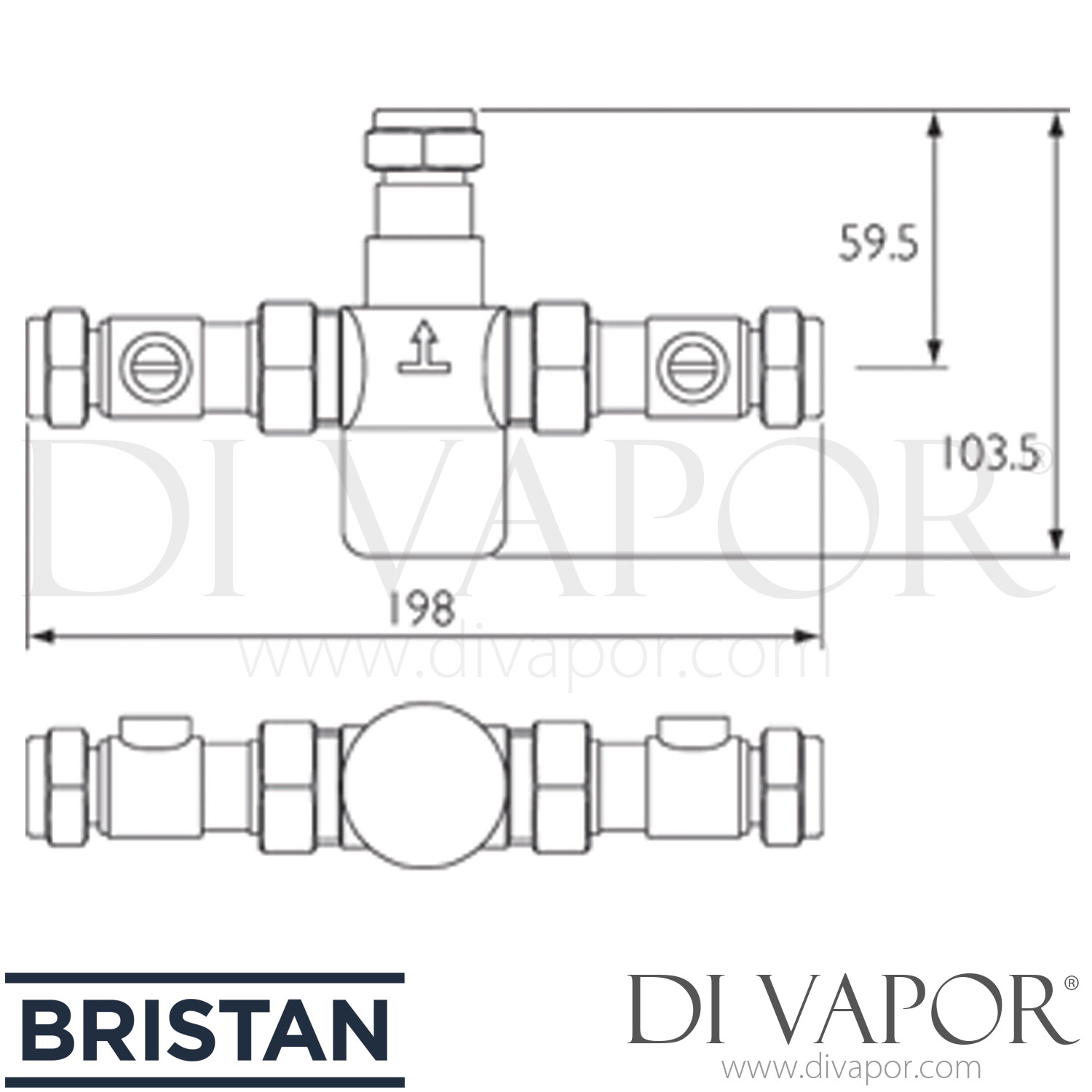 Bristan MT503CP TMV3 15mm Thermostatic Mixing Valve