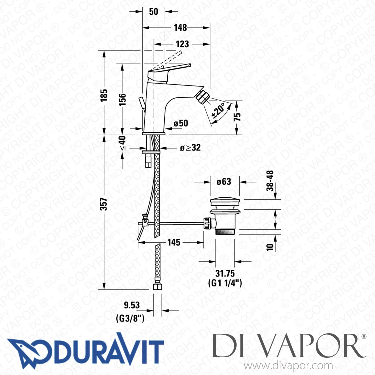 Duravit No.1 Single Lever Bidet Mixer (N12400001) Spare Parts