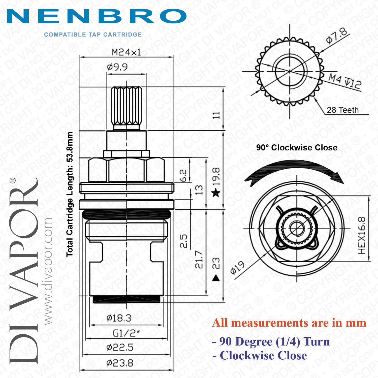 BLUCI NENBRO Twin Lever Kitchen Mixer Tap Cold Tap Cartridge Compatible