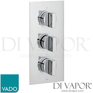 VADO NOT-128D/2-C/P DX Notion 2 Outlet, 3 Handle Concealed Thermostatic Valve with Rectangular BackPlate Shower Spare Parts
