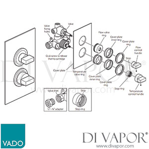 Vado NOT-148B/3 Notion Concealed 3 Way Thermostatic Shower Valve Spare Parts
