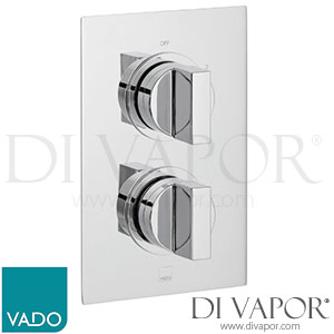 VADO NOT-148D/2-C/P DX Notion 2 Outlet, 2 Handle Concealed Thermostatic Valve with Rectangular BackPlate Shower Spare Parts