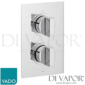 VADO NOT-148D/3-C/P DX Notion 3 Outlet, 2 Handle Concealed Thermostatic Valve with Rectangular BackPlate Shower Spare Parts