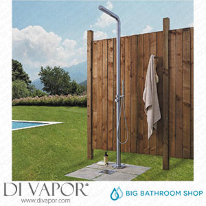 Big Bathroom Shop ODSPMBN3PC Milano Lugo - Brushed Steel Outdoor Shower with Shower Head and Hand Shower (2 Outlet) Spare Parts