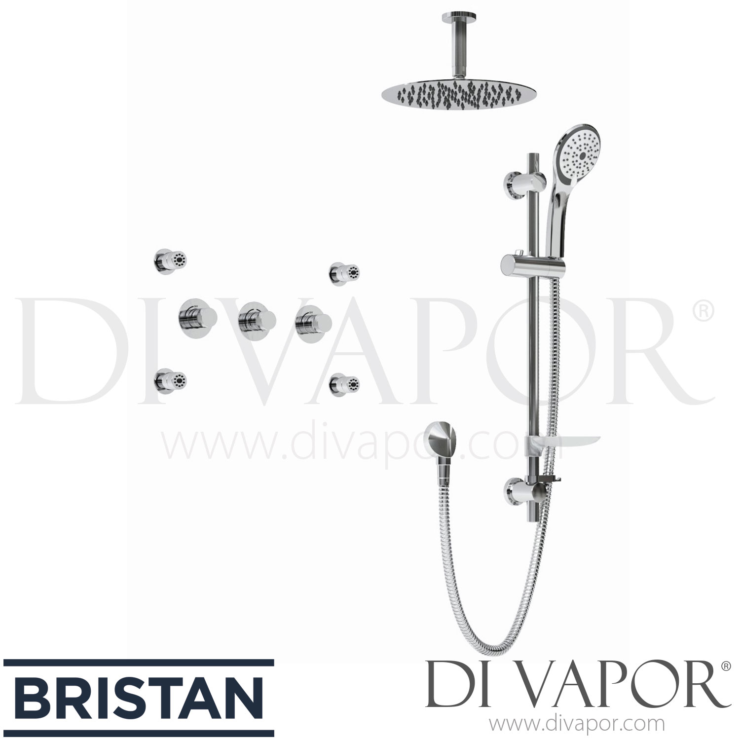 Bristan ORB SHWR PK Orb Shower Valve with Fixed Head, Kit and Body Jets Spare Parts