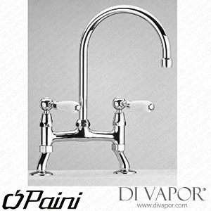 Paini 10CR220USIA Chrome Two Tap Hole Cranked Leg Bridge Mixer Kitchen Tap Hot Compatible Cartridge - PA1152