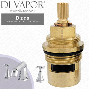 Perrin & Rowe 3159 Deco Three-Hole Deck-Mounted Bath Filler with Crosstop Hot Compatible Cartridge - PAR315912