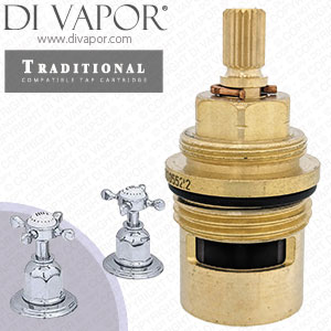 Perrin & Rowe 3236 Traditional Pair 3/4 Crosstop Deck Valves Clockwise Turn to Open Compatible Cartridge - PAR323612