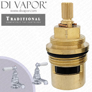 Perrin & Rowe 3455 Traditional Pair of Bath Pillar Taps with Lever Handles Hot Compatible Cartridge - PAR345512