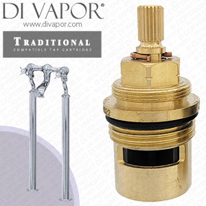 Perrin & Rowe 3526 Traditional Floorstanding Bath Filler with Crosstop Handles Hot & Cold Compatible Cartridges - PAR352612