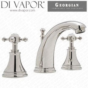 Perrin & Rowe 3713 Georgian Three-Hole Basin Mixer with Crosstop Handles Tap Cold Compatible Cartridge - PAR371311