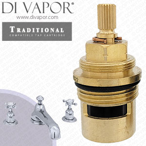 Perrin & Rowe 3736 Traditional Three-Hole Bath Tap Set Hot & Cold Compatible Cartridges - PAR373612